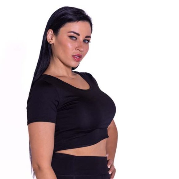 Criss Cross Back Black Crop Top - Picture 4 of 5